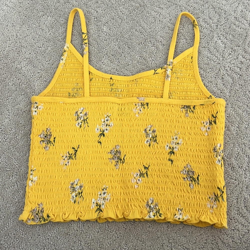 Yellow Floral Ruched Tank Top - Picture 2 of 2